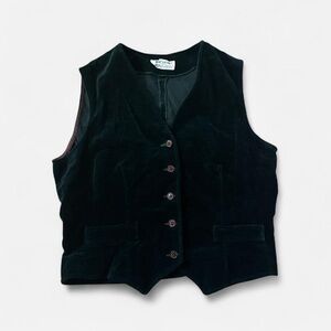 Vintage Dark Green Velvet Button Up Vest
